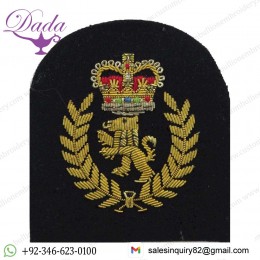 Chief Artificer's Rank Badge  Gold On Navy Queen's Crown. Bullion wire-embroidered Naval