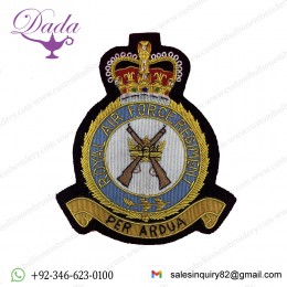 Royal Air Force Regiment Blazer Badge RAFR Hand Embroidered Bullion Wire Badge