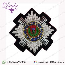 THE SCOTS GUARDS BLAZER BADGE HAND EMBROIDERED BULLION & WIRE REGIMENTAL BADGE