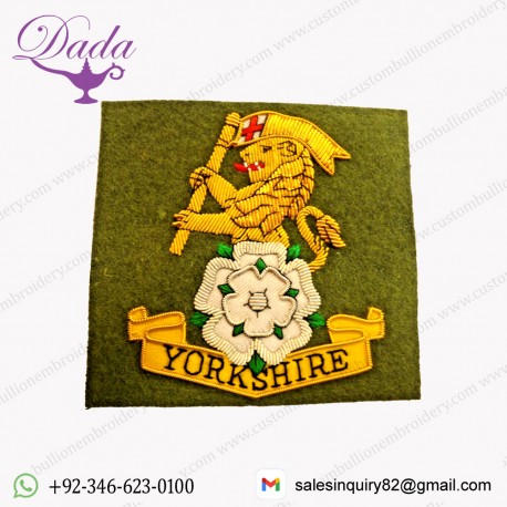 THE YORKSHIRE REGIMENT BLAZER BADGE GREEN BACKING