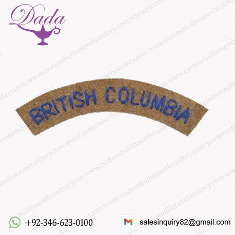 WW1 PATTERN CANADIAN ARMY CLOTH SHOULDER TITLE BRITISH COLUMBIA REGIMENT CANADA