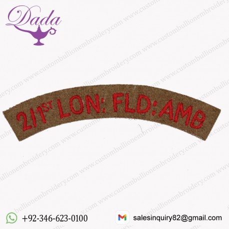 WWI BRITISH ARMY CLOTH SHOULDER TITLE 21st LONDON FIELD AMBULANCE
