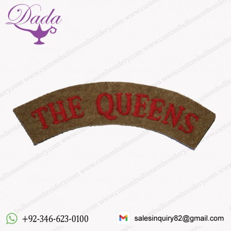 WWI WW1 BRITISH ARMY THE QUEENS LONDON REGIMENT CLOTH SHOULDER TITLE