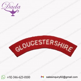 WWII TYPE BRITISH ARMY CLOTH SHOULDER TITLE RE ENACTOR GLOUCESTERSHIRE