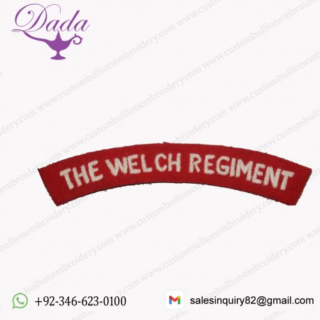 WWII TYPE BRITISH ARMY CLOTH SHOULDER TITLE RE ENACTOR THE WELCH REGIMENT