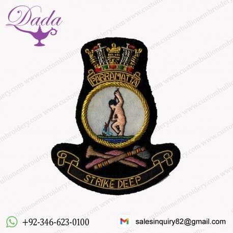 HMAS Parramatta Gold Wire Pocket Badge