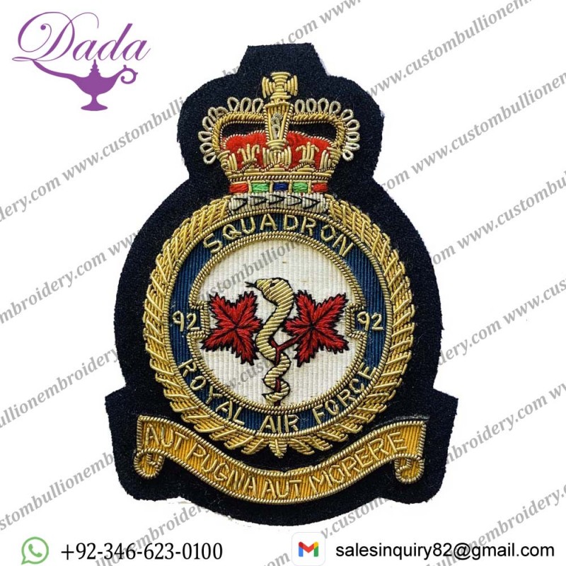 92nd Osspatch 92nd Squadron Blazer Badge Wholesale Custom 3d Embroidery Patch badges