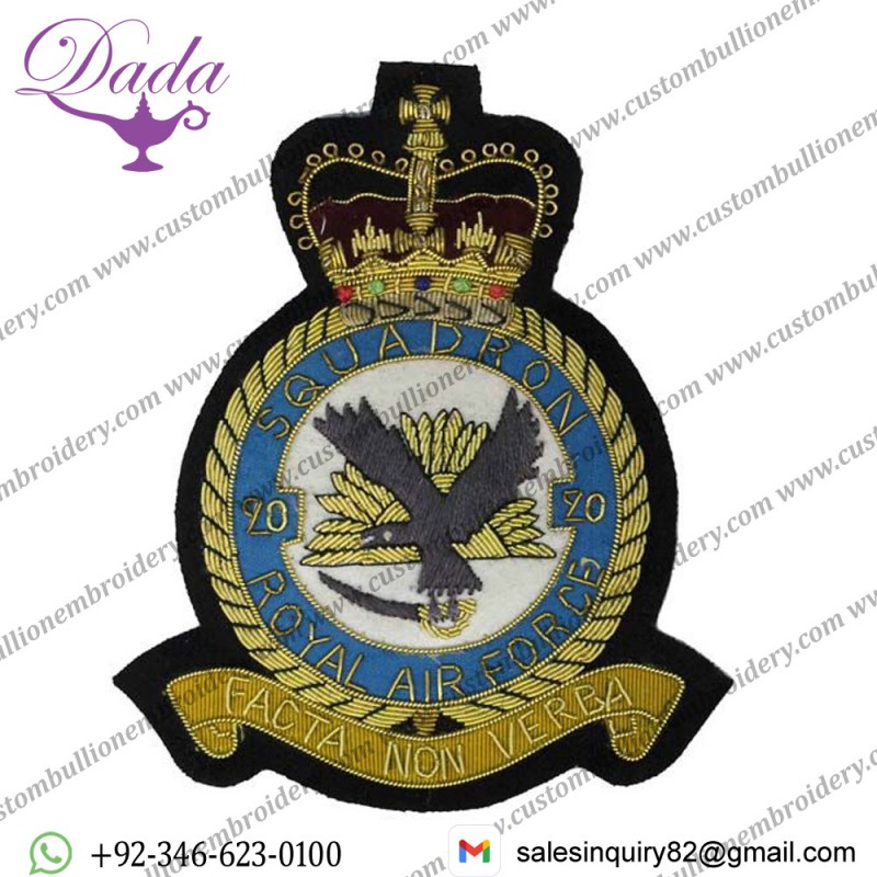 KING 'S COURONNE Raf Blazer Badge Royal Air Force Brodé Lingot Fil