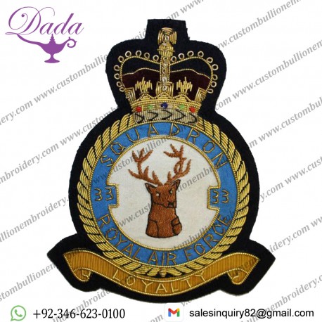 RAF 33 Squadron Wire Blazer Badge