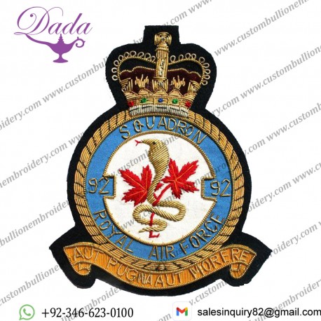 RAF 92 Squadron Wire Blazer Badge