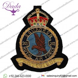 RAF 201 Squadron Wire Blazer Badge