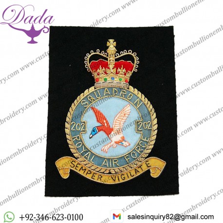 RAF 202 Squadron Wire Blazer Badge