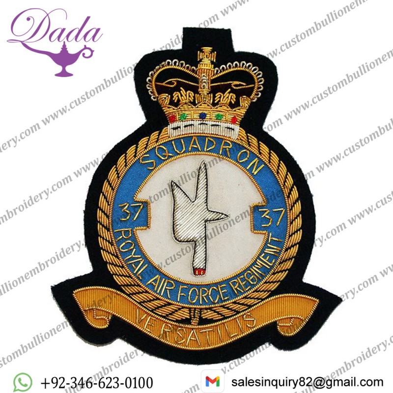 KING 'S COURONNE Raf Blazer Badge Royal Air Force Brodé Lingot Fil