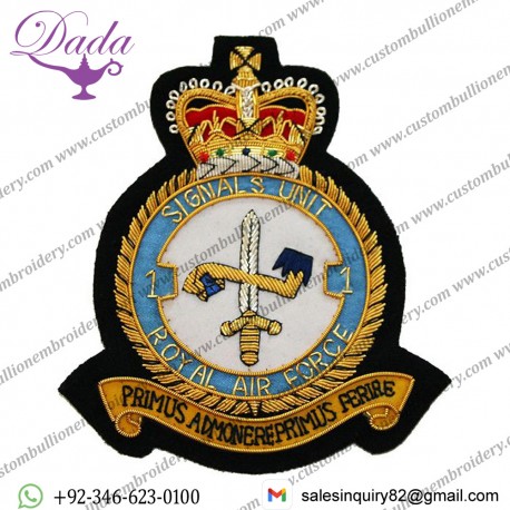 Royal Air Force Squadron Blazer Badge, No1 Dress Signal School, Wire