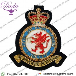Royal Air Force Squadron Blazer Badge, Valley, Wire