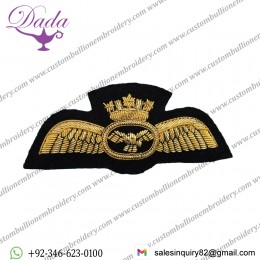 Badge Pilot Wings With Crown Gold Airline Wings