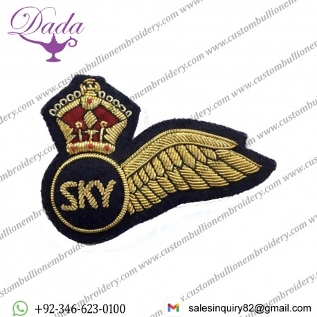 Laker Airways Skytrain aircrew gold bullion brevet wing badge