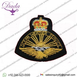 REPLICA SCARCE RAF ROYAL AIR FORCE OCEAN WEATHER SERVICE BULLION WIRE CAP BADGE