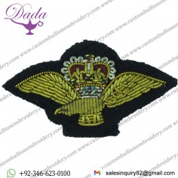 Royal Air Force Band Collar Badge - Eagle & Crown FL On Dark Blue with Queen Elizabeth's Crown