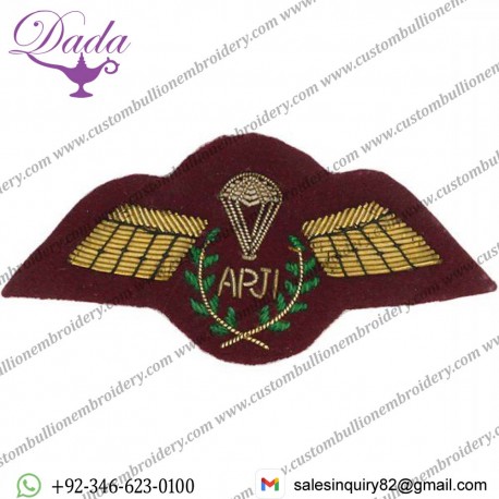 APJI Gold On PARA Maroon Badge, Gold Bullion Embroidery