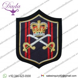 Hand Embroidery Swords and Crown Shield Blazer Badge