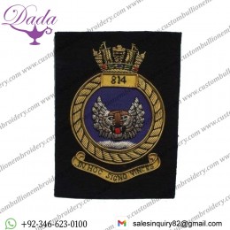 814 Naval Air Squadron GOLD WIRED Blazer Embroidered Badge