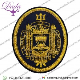 Hand Embroidered U.S. Naval Metal Seal USNA Alumni Chapter Insignia, Midshipmen Patches