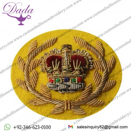 RQMS Gold On Cavalry Yellow Badge Bullion Embroidered