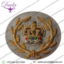 RQMS Gold On Grebe Grey Badge Bullion Embroidered
