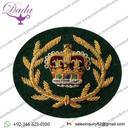 RQMS Gold On Kings Green Badge Bullion Embroidered