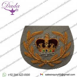 RQMS No.1 Dress Badge - Gold on Grebe Grey Bullion Embroidered