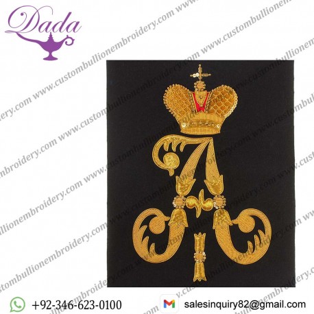 Military Uniform Emblem Hand Embroidered Bullion Wire