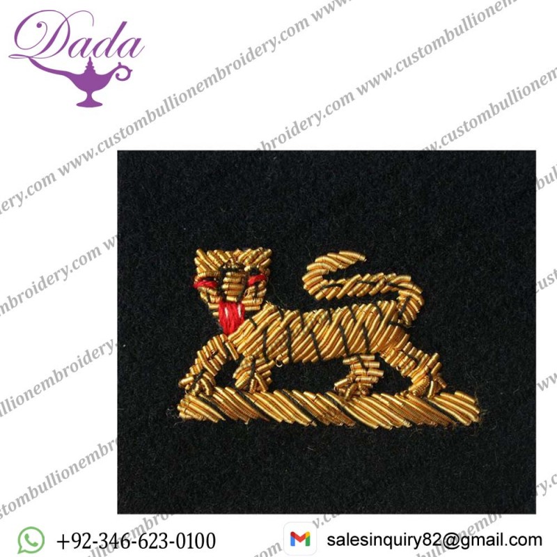 PWRR Tiger Badge Fine Quality Gold and Silver Wire Blazer Badges, Army