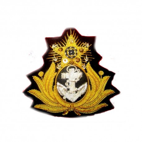 BRAZIL NAVY OFFICER HAT CAP BADGE HAND EMBROIDERED
