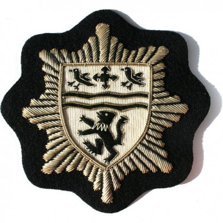 County Of Clwyd Fire & Ambulance Services Cap Badge 1974-1996 Bullion wire-embroidered Fire and Rescue Service insignia