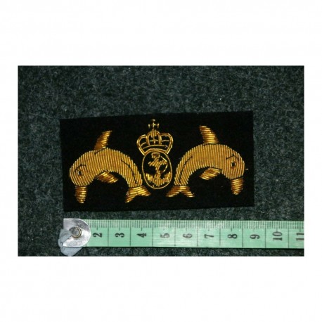 DENMARK DANISH OFFICERS SUBMARINE BULLION WIRE BREAST BADGE GOLD DOLPHINS