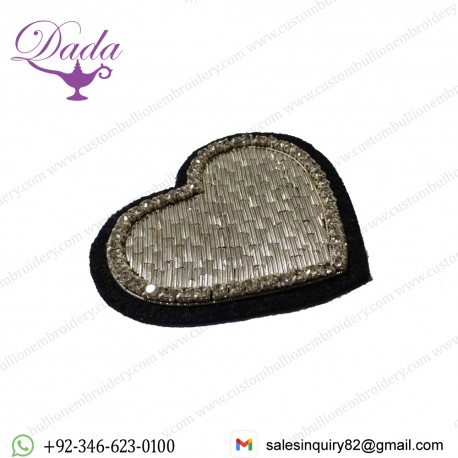 Silver bullion wire heart brooch