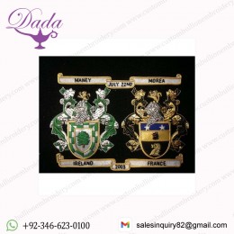 Family coat of arms banner Bullion wire family double banner hand embroidery crest emblem