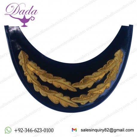 Military Army Navy Air Force Handmade Airline Gold Bullion Embroidery Peak For Cap Visor Hat