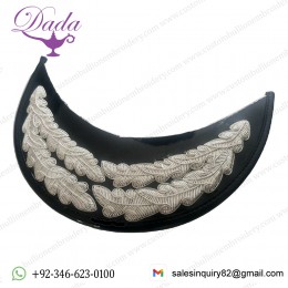 Peak On Leather Complete Lined Oak Leaf 2 Rows Silver Wire