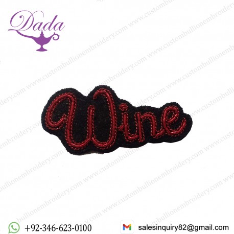 Red Bullion wire brooch Hand embroidered patches blazer crests handmade embroidery emblem