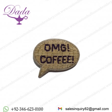 Fancy Brooch handmade Silver dull bullion wire embroidery patches Supplier