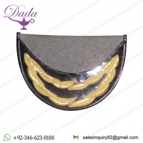 Custom Made Embroidered Hand Embroidered Decorated Peak Cap Visor, Gold Embroidery Peak Visor