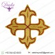 Embroidered Cross Gold Fleury Motif with red trim H. cm 8 (3,1 inch) Metallic thread and Viscose for Chasubles