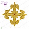 Embroidered Cross Gold Fleury Motif with stone H. cm 18 (7,1 inch) Metallic thread and Viscose Gold for Chasubles