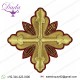 Embroidered Cross Ramino Motif with paillettes Gold embroidery H. cm 15 (5,9 inch) Metallic thread and Viscose Gold Red,Crimson