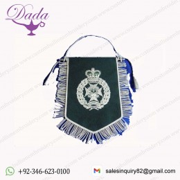 RIFLE BRIGADE PENNANT WITH BULLION WIRE EMBROIDERED BADGE
