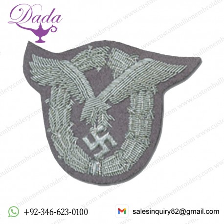 BULLION LUFTWAFFE PILOT'S BADGE (SILVER ON GREY)