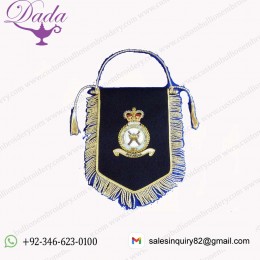 ROYAL AIR FORCE REGIMENT ( RAFR ) PENNANT WITH BULLION WIRE EMBROIDERED BADGE